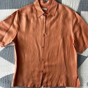 Sandro Short Sleeve Button Up Shirt - Large - Salmon Pink